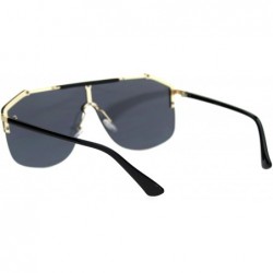 Rectangular Mens Flat Top Oversize Shield Futuristic Racer Sunglasses - Gold Black Solid Black - CC18SAYGSXK $14.98