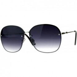 Square Womens Half Rim Sunglasses Glitter Edge Designer Fashion Shades - Silver (Smoke) - CR18EIENIEY $11.17