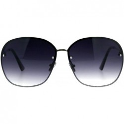 Square Womens Half Rim Sunglasses Glitter Edge Designer Fashion Shades - Silver (Smoke) - CR18EIENIEY $11.17