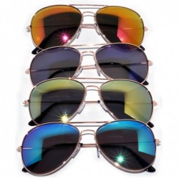 Aviator Men Aviator style Sunglasses Metal Frame Gold Color Full Mirror Lens Men Women - 2 Blue_yellow Red - CH11M0H26YV $9.53