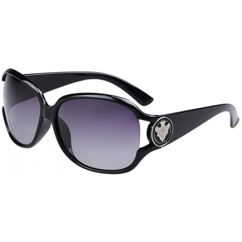 Goggle Women Vintage oval Polarized Sunglasses Oversized Sun Glasses - Black - C117YTG8ZMA $10.02