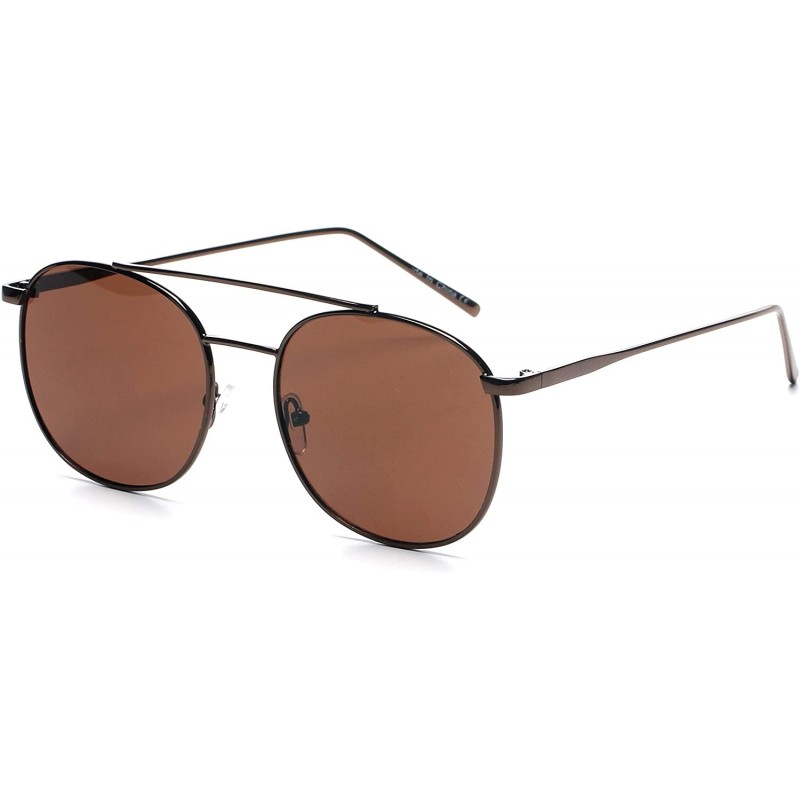 Round Retro Round Vintage Women Men UV Protection Fashion Designer Sunglasses - Brown - C218LRKD96E $10.84