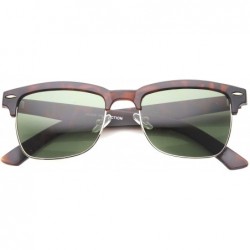 Rimless Classic Horn Rimmed Square Lens Semi-Rimless Sunglasses 52mm - Matte Tortoise-gold / Green - C5128VZ6TXJ $10.04