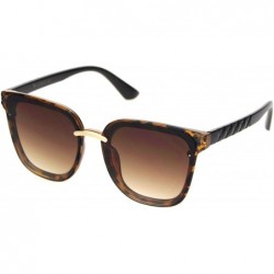 Rectangular Womens Squared Horn Rim Luxury Panel Lens Sunglasses - Tortoise Gradient Brown - CA18NUU0YC0 $13.43