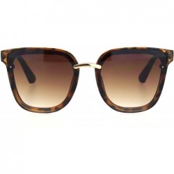 Rectangular Womens Squared Horn Rim Luxury Panel Lens Sunglasses - Tortoise Gradient Brown - CA18NUU0YC0 $13.43