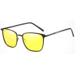Square Polarized sunglasses for men and women Metal frame driving sunglasses 100% UV protection - Yellow - CT197Y75UO5 $34.73