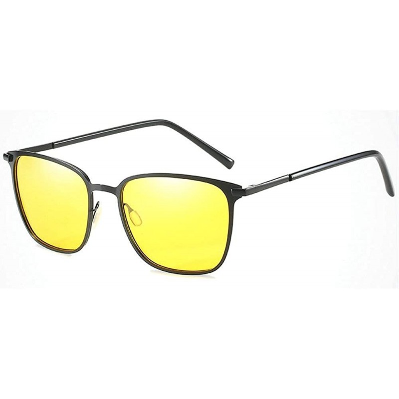 Square Polarized sunglasses for men and women Metal frame driving sunglasses 100% UV protection - Yellow - CT197Y75UO5 $20.84