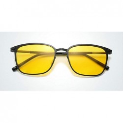 Square Polarized sunglasses for men and women Metal frame driving sunglasses 100% UV protection - Yellow - CT197Y75UO5 $20.84