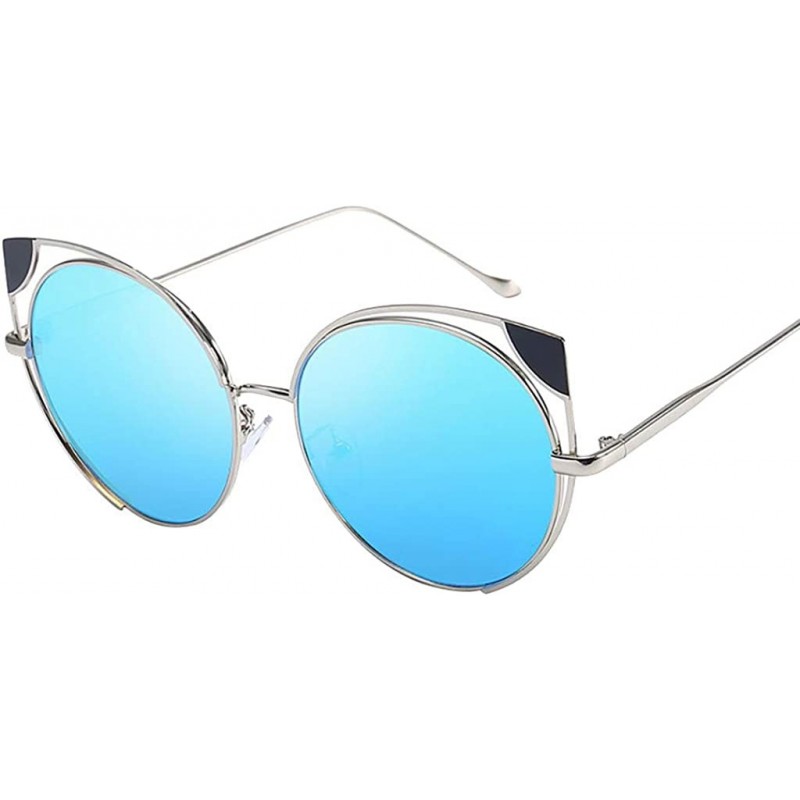 Square Luxury Women Vintage Eye Sunglasses Retro Eyewear Fashion Radiation Protection - Blue - CM18T3YMZKM $8.94