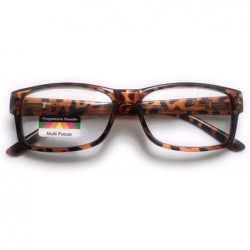 Square Vintage Square Clear Lens Multi 3 Power Focus Progressive Reading Glasses - Tortoise - C318XZNHR7H $14.42