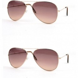 Aviator Classic Aviator Sunglasses P2162 - 2 Pcs Gold-gradientbrown Lens & Gold-gradient-brown Lens - CC1223QISVX $49.76