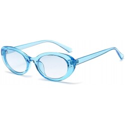 Oval Oval Sunglasses Woman Summer 2018 Retro Sun Glasses Female Accessories UV400 - Clear Blue - C618EH32LAL $20.37