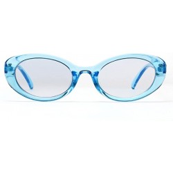 Oval Oval Sunglasses Woman Summer 2018 Retro Sun Glasses Female Accessories UV400 - Clear Blue - C618EH32LAL $9.11