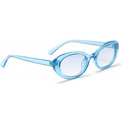Oval Oval Sunglasses Woman Summer 2018 Retro Sun Glasses Female Accessories UV400 - Clear Blue - C618EH32LAL $9.11