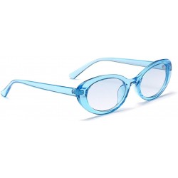 Oval Oval Sunglasses Woman Summer 2018 Retro Sun Glasses Female Accessories UV400 - Clear Blue - C618EH32LAL $9.11