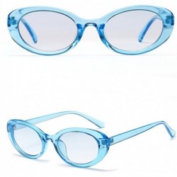 Oval Oval Sunglasses Woman Summer 2018 Retro Sun Glasses Female Accessories UV400 - Clear Blue - C618EH32LAL $9.11