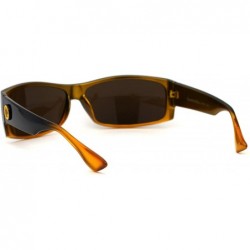 Rectangular Classic 90s Narrow Rectangular Gangster Sunglasses - Black Orange Black - CK195E9A03I $10.09
