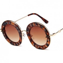 Round Retro Round Sunglasses Fashion Designer English Letters Little Bee Decoration Sun Glasses for Women Shades Oculos - C51...