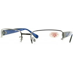 Rectangular Clear Lens Glasses With Bifocal Reading Lens Half Rim Rectangular - Gunmetal Blue - C712FCM13C1 $19.88