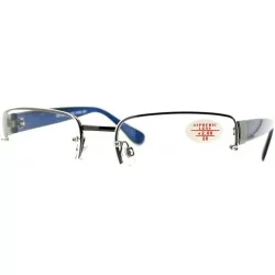 Rectangular Clear Lens Glasses With Bifocal Reading Lens Half Rim Rectangular - Gunmetal Blue - C712FCM13C1 $8.89