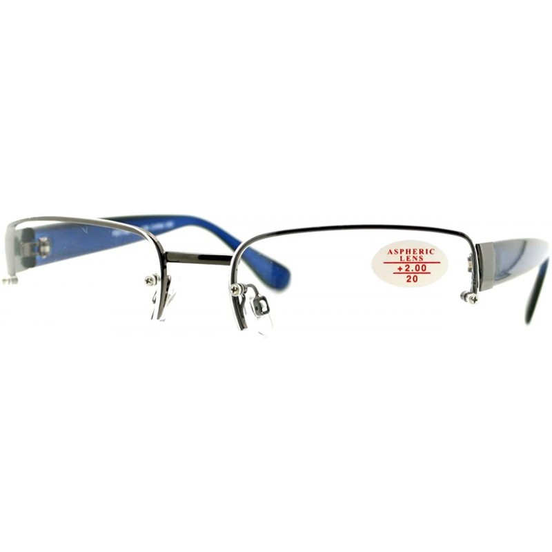 Rectangular Clear Lens Glasses With Bifocal Reading Lens Half Rim Rectangular - Gunmetal Blue - C712FCM13C1 $8.89