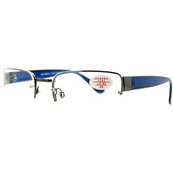 Rectangular Clear Lens Glasses With Bifocal Reading Lens Half Rim Rectangular - Gunmetal Blue - C712FCM13C1 $8.89