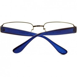 Rectangular Clear Lens Glasses With Bifocal Reading Lens Half Rim Rectangular - Gunmetal Blue - C712FCM13C1 $8.89