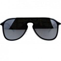 Rimless Mens Color Mirror Oversize Rimless Metal Trim Shield Racer Sunglasses - Black Silver Mirror - CX18CGO4TWA $26.03