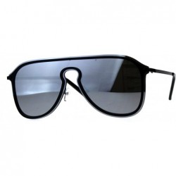 Rimless Mens Color Mirror Oversize Rimless Metal Trim Shield Racer Sunglasses - Black Silver Mirror - CX18CGO4TWA $11.80