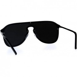 Rimless Mens Color Mirror Oversize Rimless Metal Trim Shield Racer Sunglasses - Black Silver Mirror - CX18CGO4TWA $11.80