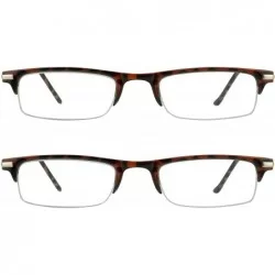 Rimless Reading Glasses Thin Semi Rimless rectangular Frame 2 Pairs Multi Pack Men Women - Tortoise & Tortoise - CJ18DKM0HUH ...