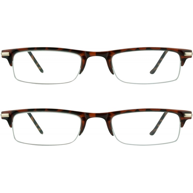 Rimless Reading Glasses Thin Semi Rimless rectangular Frame 2 Pairs Multi Pack Men Women - Tortoise & Tortoise - CJ18DKM0HUH ...