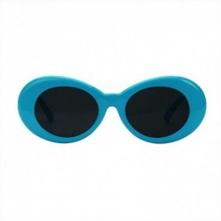 Oval Bold Retro Oval Mod Thick Frame Sunglasses Round Lens Kurt Cobain Clout Goggles - Blue - CL18HLIAM8Y $9.80