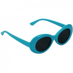 Oval Bold Retro Oval Mod Thick Frame Sunglasses Round Lens Kurt Cobain Clout Goggles - Blue - CL18HLIAM8Y $9.80