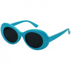 Oval Bold Retro Oval Mod Thick Frame Sunglasses Round Lens Kurt Cobain Clout Goggles - Blue - CL18HLIAM8Y $9.80