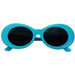 Oval Bold Retro Oval Mod Thick Frame Sunglasses Round Lens Kurt Cobain Clout Goggles - Blue - CL18HLIAM8Y $9.80