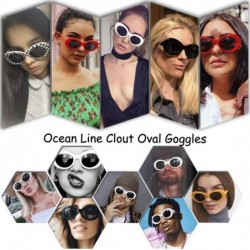 Oval Bold Retro Oval Mod Thick Frame Sunglasses Round Lens Kurt Cobain Clout Goggles - Blue - CL18HLIAM8Y $9.80