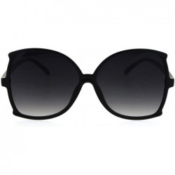 Oversized Womens Flat Lens Bat Shape Butterfly Plastic Oversize Fashion Sunglasses - Black Smoke - CA17WZHEOWI $18.66