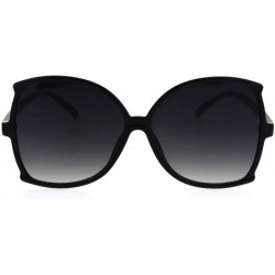 Oversized Womens Flat Lens Bat Shape Butterfly Plastic Oversize Fashion Sunglasses - Black Smoke - CA17WZHEOWI $12.10