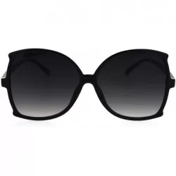 Oversized Womens Flat Lens Bat Shape Butterfly Plastic Oversize Fashion Sunglasses - Black Smoke - CA17WZHEOWI $12.10