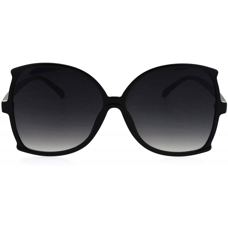 Oversized Womens Flat Lens Bat Shape Butterfly Plastic Oversize Fashion Sunglasses - Black Smoke - CA17WZHEOWI $12.10