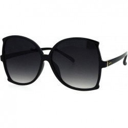 Oversized Womens Flat Lens Bat Shape Butterfly Plastic Oversize Fashion Sunglasses - Black Smoke - CA17WZHEOWI $12.10