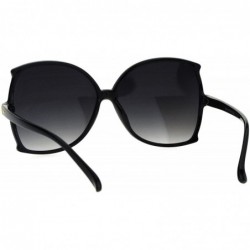 Oversized Womens Flat Lens Bat Shape Butterfly Plastic Oversize Fashion Sunglasses - Black Smoke - CA17WZHEOWI $12.10