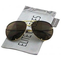 Aviator Aviator Poshe Black Brown Lens Twirl Metal Design Frames Sunglasses - Brown/Gold and Black/Gold - CQ18IE5OCQS $23.12