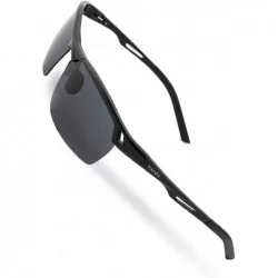 Round Driving Polarized Sunglasses for Men Classic Aviator Sports Sunglasses - Black Frame/Grey Lens(3009) - CT18IRGMROM $28.62