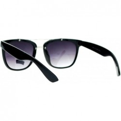 Wayfarer Mens Luxury Dress Gentleman Unique Clip Bridge Horned Sunglasses - Black Silver - CG11ARF0JD7 $11.99