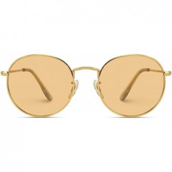 Oval Polarized Round Retro Tinted Lens Metal Frame Sunglasses - Gold Frame/Brown Lens - C818XOLGA9M $35.49