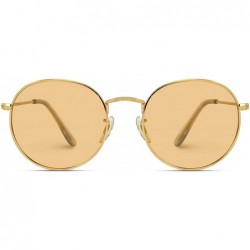 Oval Polarized Round Retro Tinted Lens Metal Frame Sunglasses - Gold Frame/Brown Lens - C818XOLGA9M $23.66