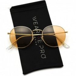 Oval Polarized Round Retro Tinted Lens Metal Frame Sunglasses - Gold Frame/Brown Lens - C818XOLGA9M $23.66