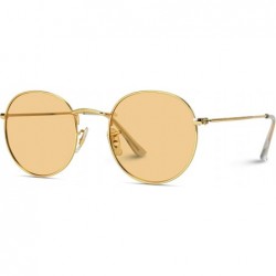 Oval Polarized Round Retro Tinted Lens Metal Frame Sunglasses - Gold Frame/Brown Lens - C818XOLGA9M $23.66